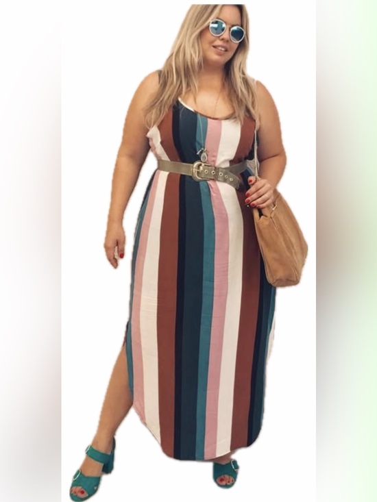 ODDY Dresses & Skirts - ODDY Striped Multicolor Slip Dress- Pink, Brown & Green size S